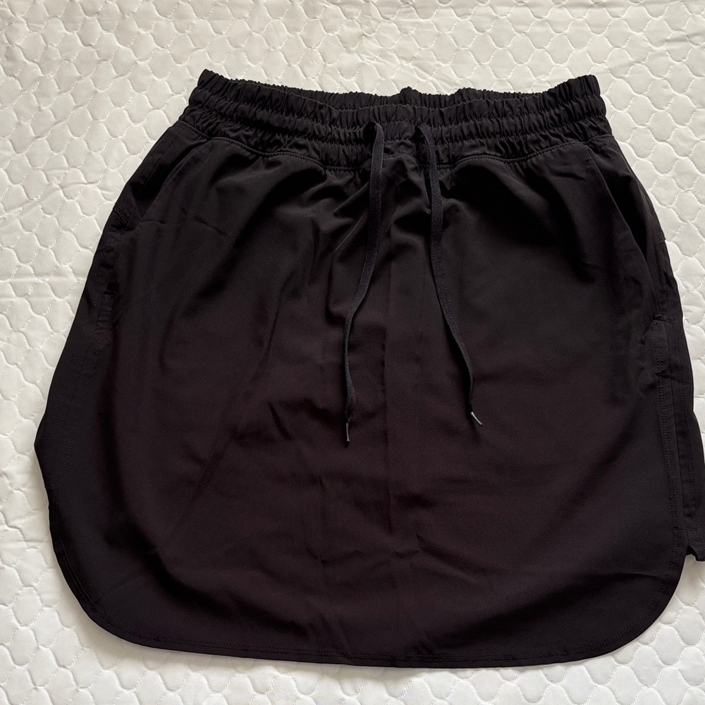 Black Drawstring Casual Skort - Women's